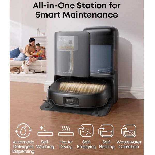 eufy Omni E25 - בפעולת ניקוי שואב רובוטי eufy Omni E25 בפעולת ניקוי בבית