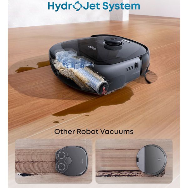 מערכת HydroJet של eufy Omni E25 מערכת HydroJet בשואב רובוטי eufy Omni E25 לניקוי מברשות בזמן אמת