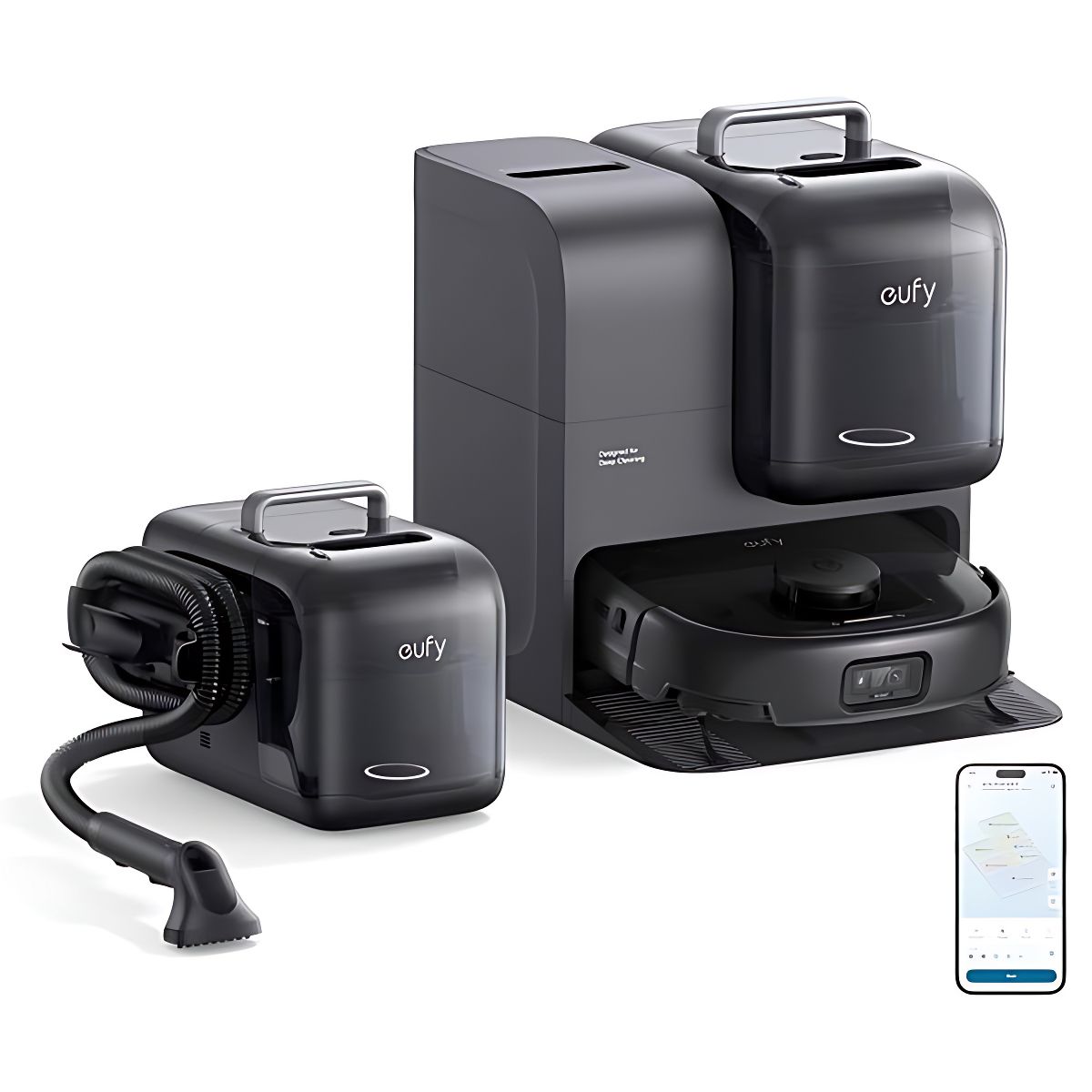 שואב רובוטי eufy Omni E28 עם תחנת Omni ושואב נייד FlexiOne
