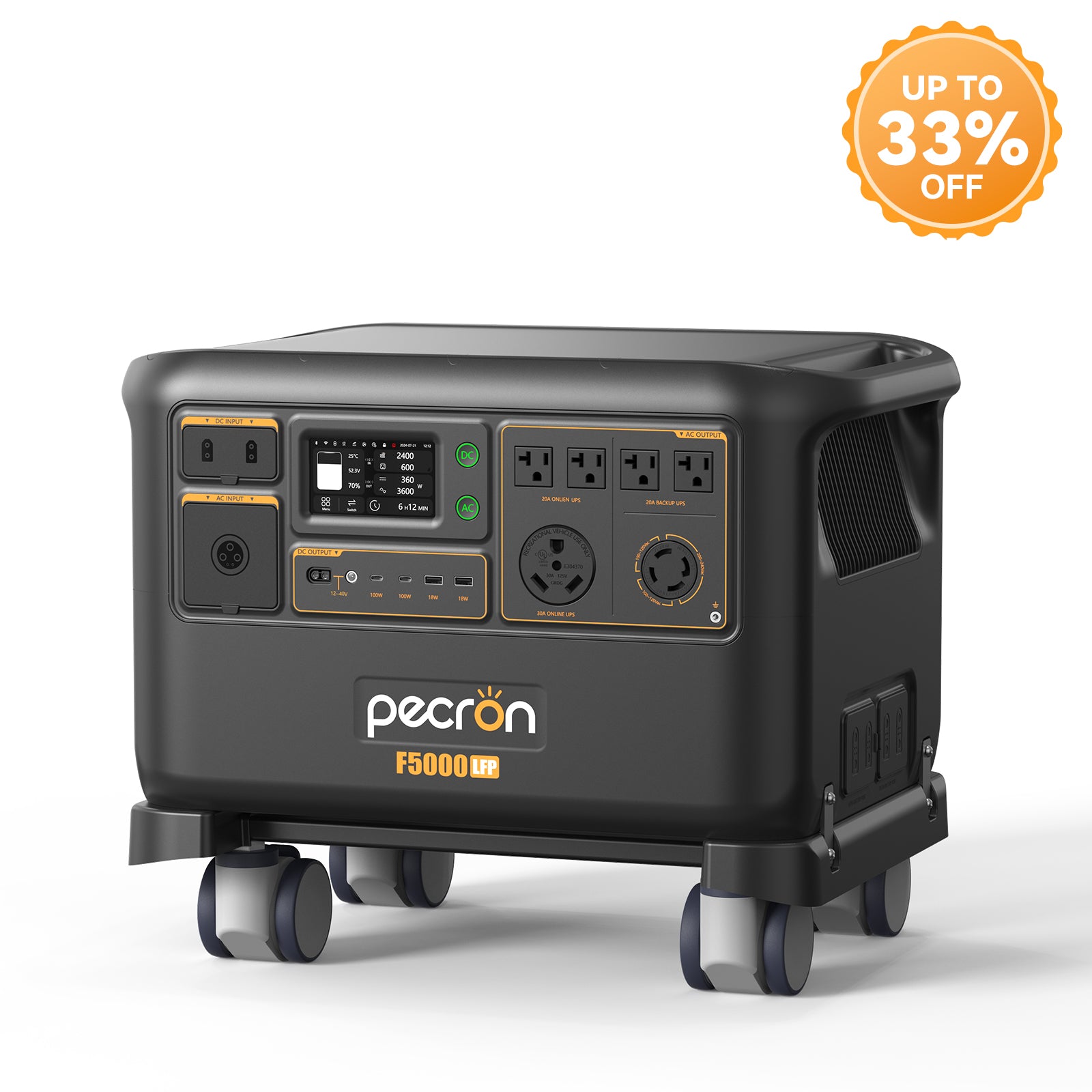 תחנת כוח ניידת PECRON F5000LFP בהספק 7200W וקיבולת 5120Wh