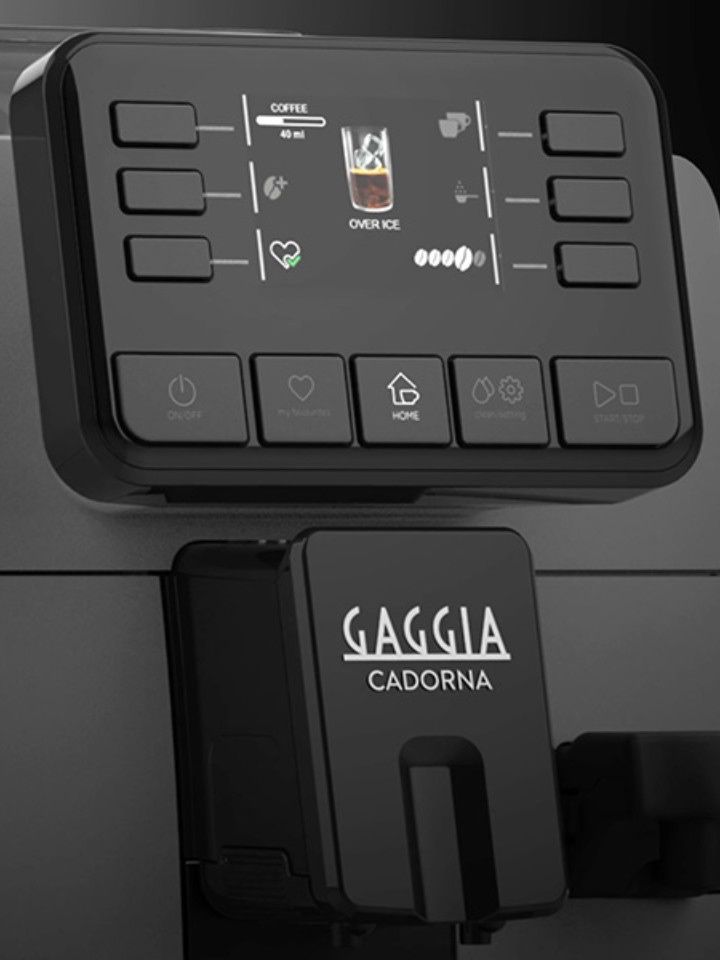 ממשק של Gaggia Cadorna Prestige עם צג TFT ולחצנים מוארים