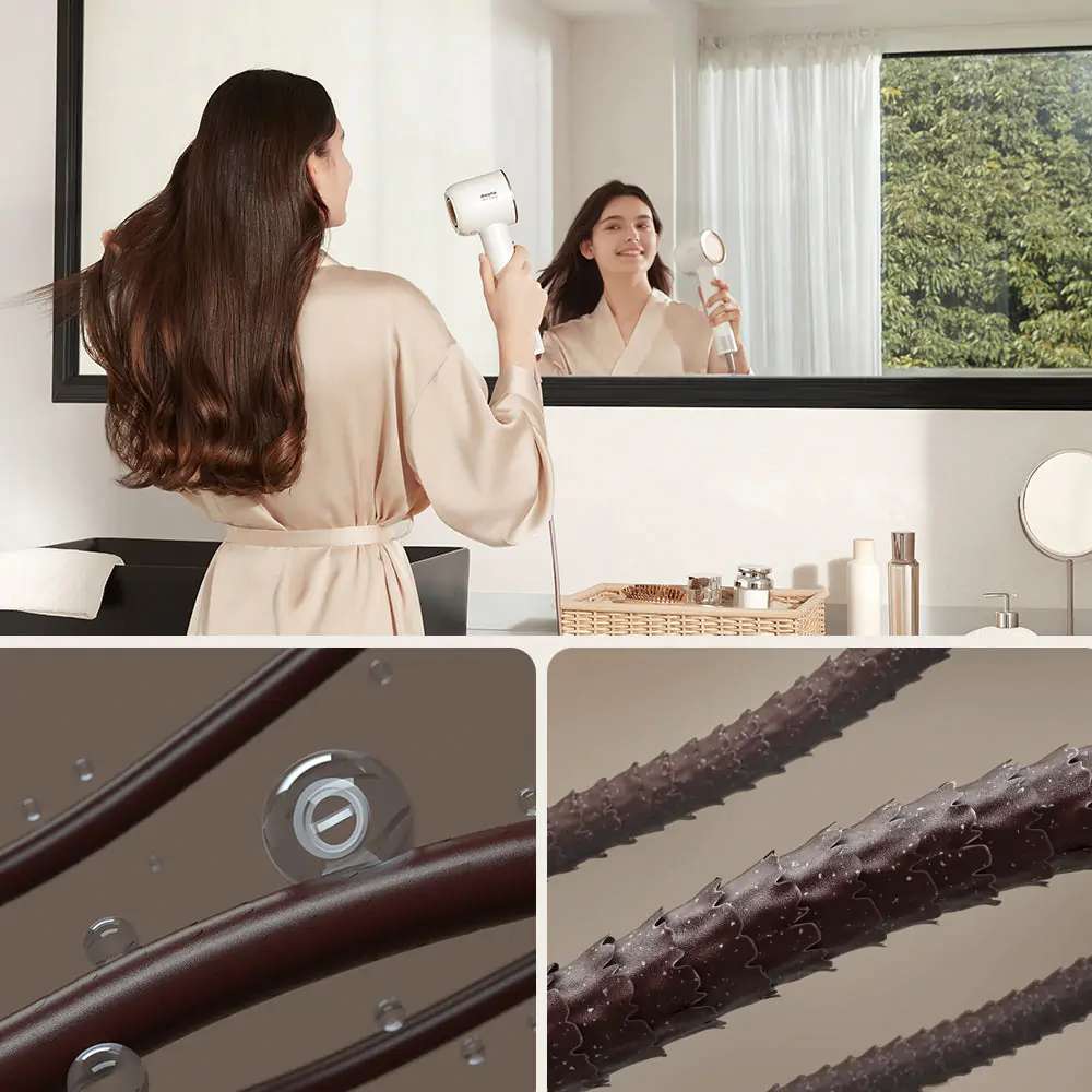 Dreame Hair Glory - שיער חלק ומבריק שיער חלק ומבריק לאחר שימוש ב-Dreame Hair Glory