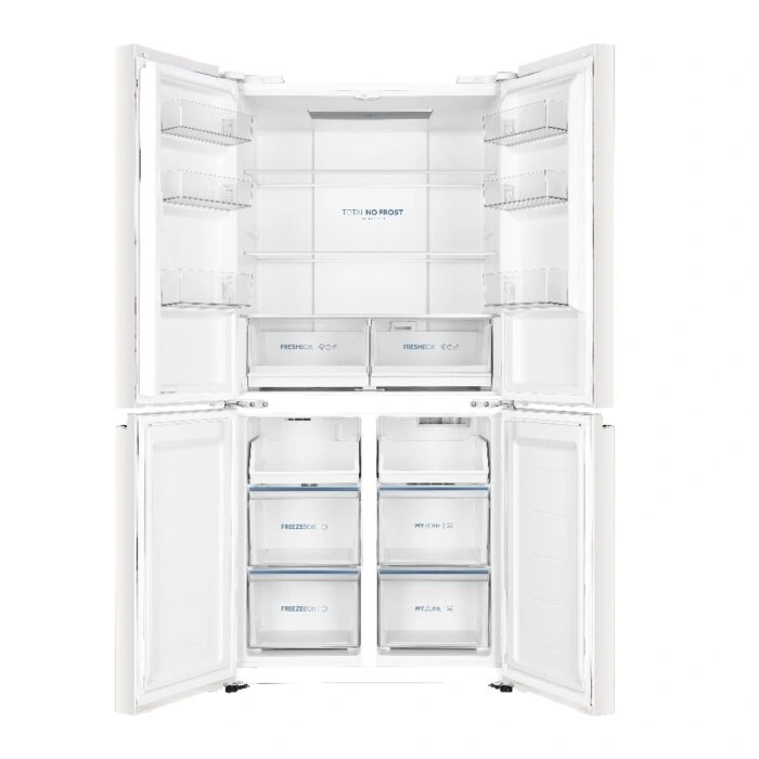 מקרר Haier HRF4560FW פתוח עם חלוקת אחסון פנימית