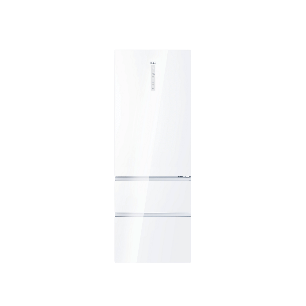 Haier HTW7720DNGW - מקרר 3 דלתות יוקרתי לבן פתוח מקרר 3 דלתות 483 ליטר Haier HTW7720DNGW צבע לבן אינוונטר - מבט קדמי פתוח לרווחה