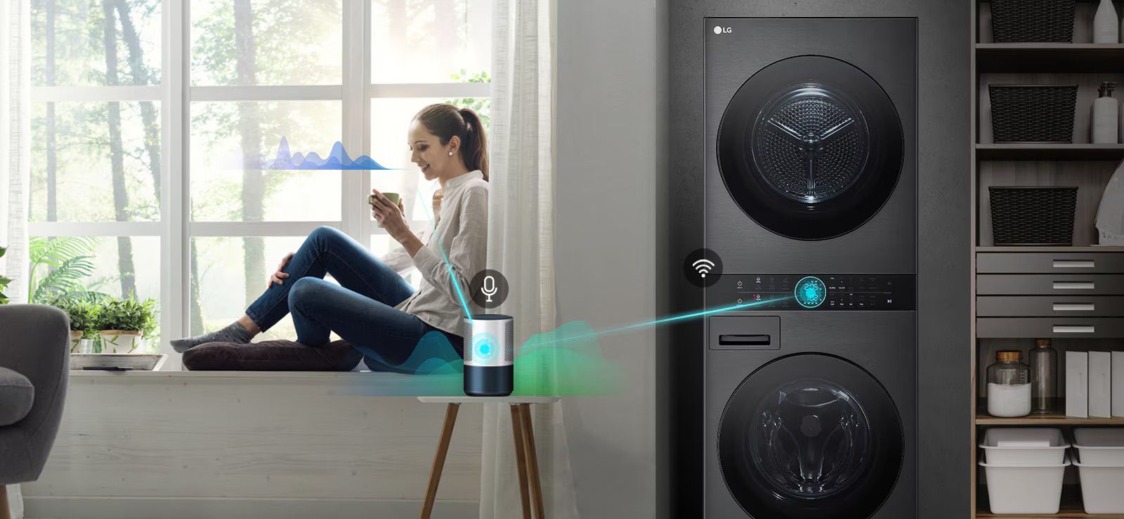 LG WT40 – שליטה חכמה וקולית עם ThinQ LG WT40 – שליטה חכמה באמצעות אפליקציית ThinQ ושליטה קולית
