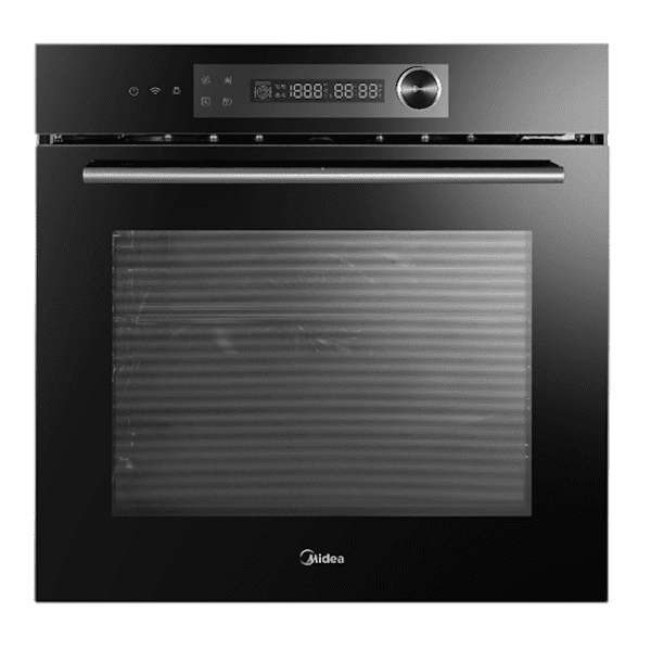 תנור אפייה בנוי דיגיטלי MIDEA MBO-AGG3(BK)-PY מזכוכית שחורה עם פאנל חכם ועיצוב יוקרתי למטבח מודרני