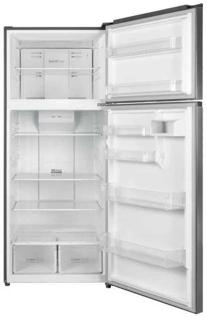 פנים המקרר CHiQ MC-R2503DS – מגירות ירקות עם בקרת לחות, תאורת LED וזרימת אוויר רב־כיוונית