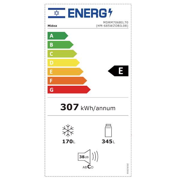 תווית אנרגיה Midea MDRM706BIL70 דירוג E