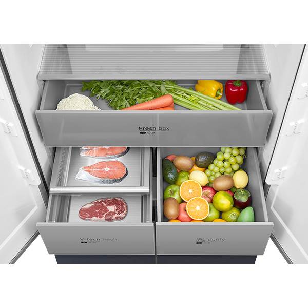 חלל פנימי מקרר Midea MDRM706BIL70 בנפח 515 ליטר