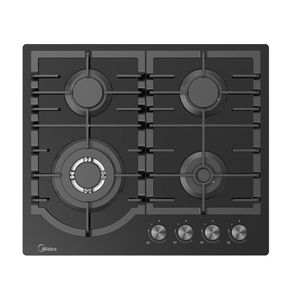 MIDEA MG60GH096ST1B-IL כיריים גז 4 להבות כיריים גז 4 להבות MIDEA MG60GH096ST1B-IL עם זכוכית שחורה ומבער טורבו קדמי
