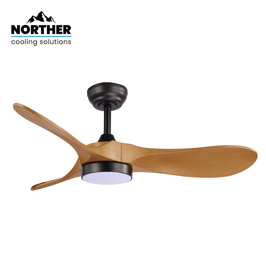 NORTHER YORK 42 NTP-YRK42-BKWD-LED מאוורר תקרה שחור ועץ מאוורר תקרה NORTHER YORK 42 שחור ועץ עם תאורת LED דגם NTP-YRK42-BKWD-LED