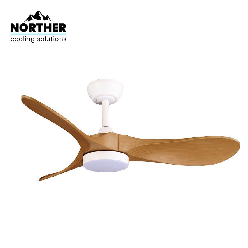 NORTHER YORK 42 NTP-YRK42-WHWD-LED מאוורר תקרה לבן ועץ מאוורר תקרה NORTHER YORK 42 לבן ועץ עם תאורת LED דגם NTP-YRK42-WHWD-LED
