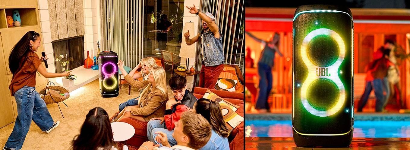 גלגלים רחבים וידית נשיאה בבידורית JBL PartyBox 720