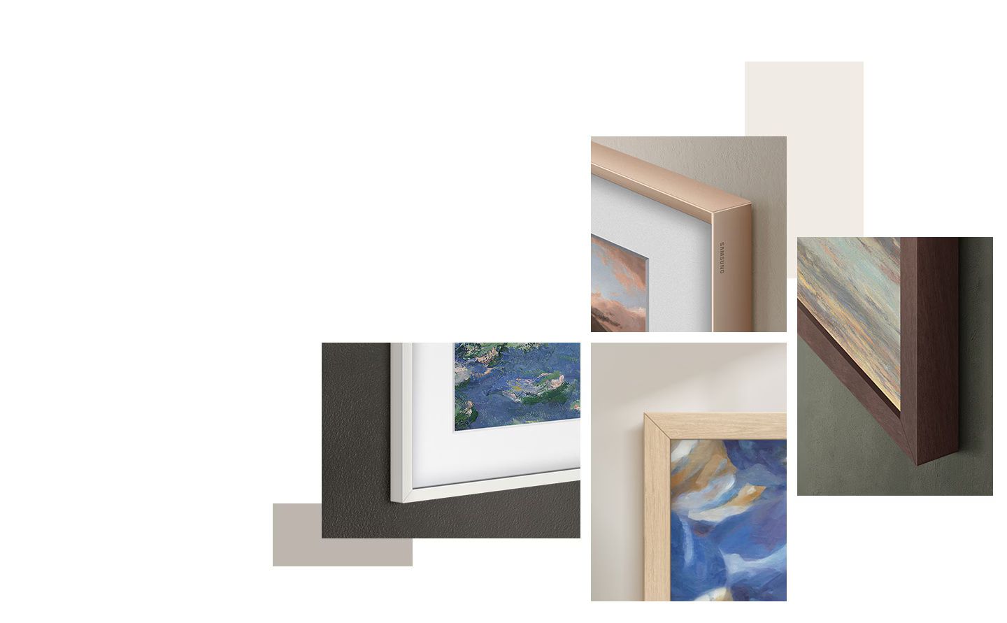 טלוויזיה Samsung The Frame Pro QE65LS03F מציגה ציור מודרני בסביבה אמנותית