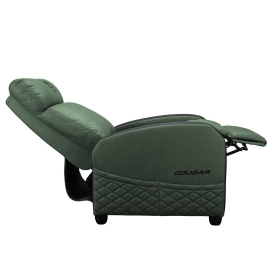 הצגת כיס הצד הפרקטי של כורסת הגיימינג RANGER ELITE Army Green לאחסון נגיש של ציוד גיימינג