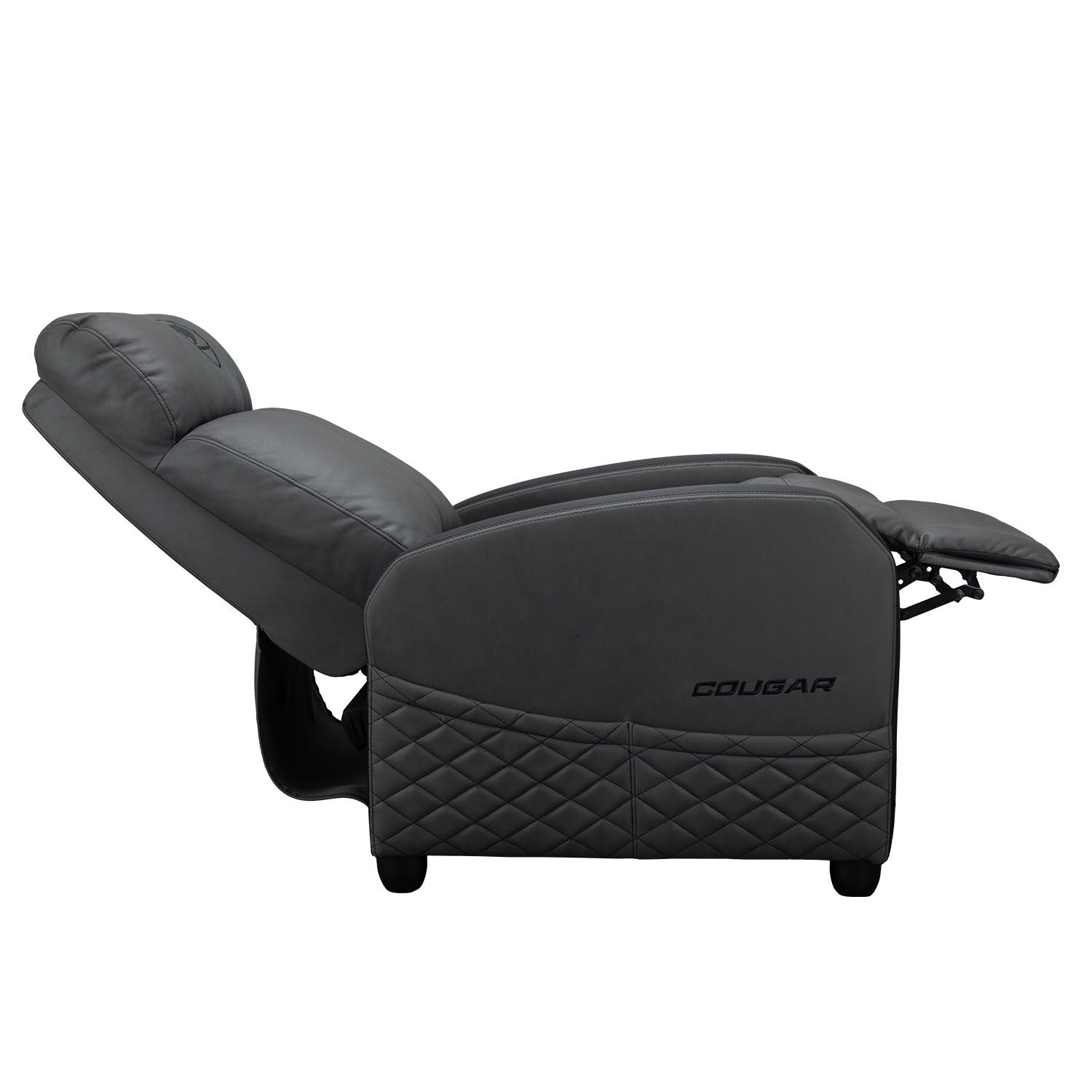 RANGER ELITE JET GRAY – מצב שכיבה 160 מעלות COUGAR RANGER ELITE JET GRAY במצב שכיבה עם הדום פתוח