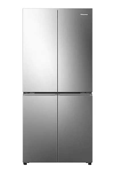 מקרר 4 דלתות Hisense RQ58S עם גימור נירוסטה יוקרתי ומקפיא תחתון, אידיאלי למטבח מודרני