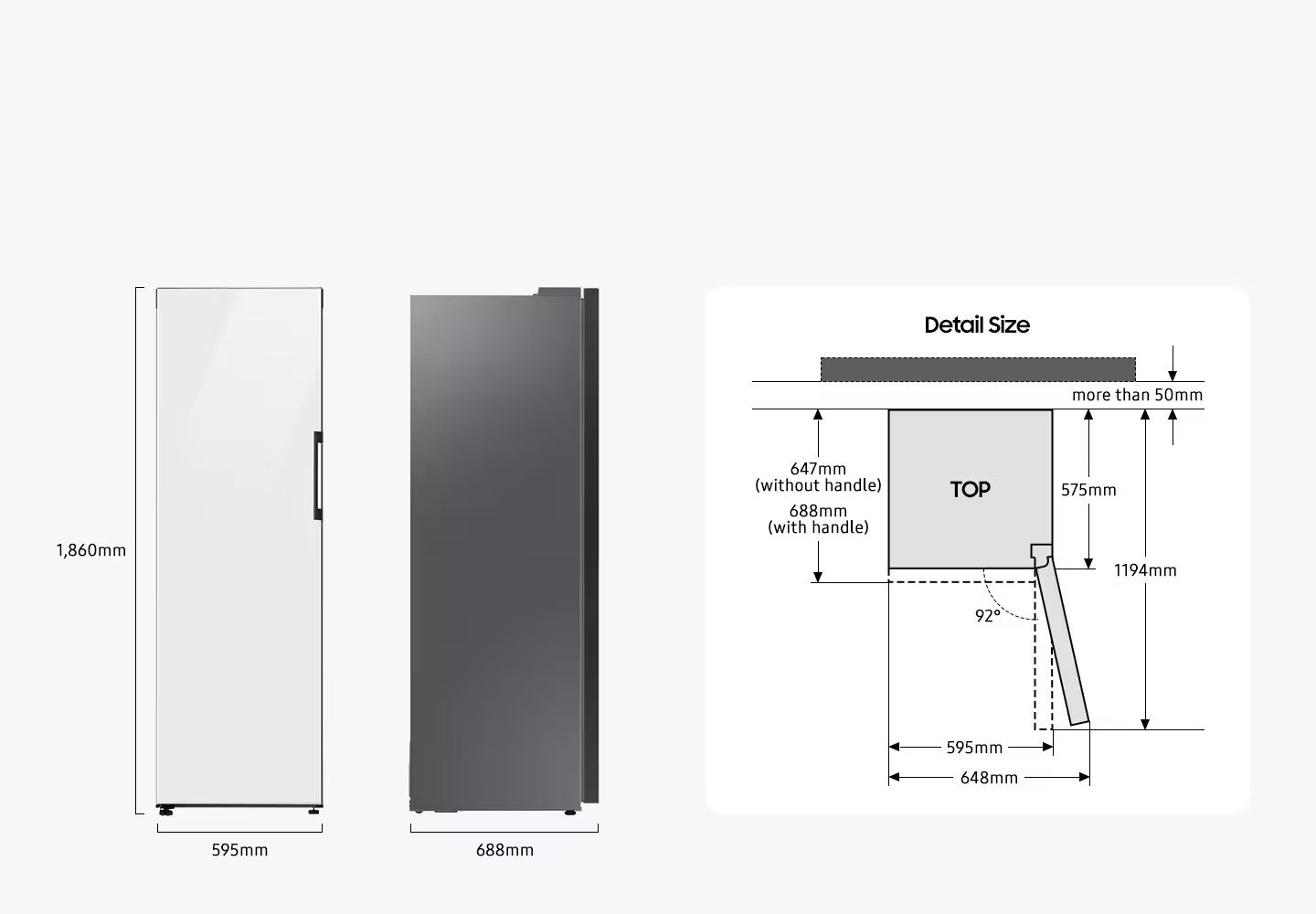 תרשים מידות Samsung RZ32C7600-Blue