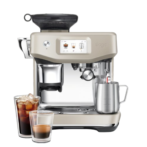 מכונת קפה Sage Barista Touch Impress SES882ALM בצבע קרם שקדים עם Cold Brew מכונת קפה Sage Barista Touch Impress SES882ALM בצבע קרם שקדים עם Cold Brew