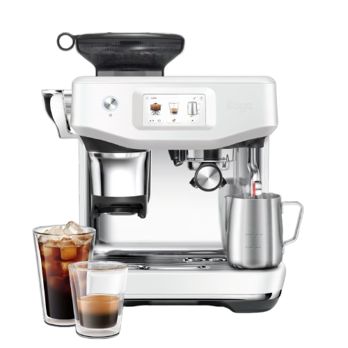 מכונת קפה Sage Barista Touch Impress SES882SST בצבע לבן מלח ים עם Cold Brew מכונת קפה Sage Barista Touch Impress SES882SST בצבע לבן מלח ים עם Cold Brew