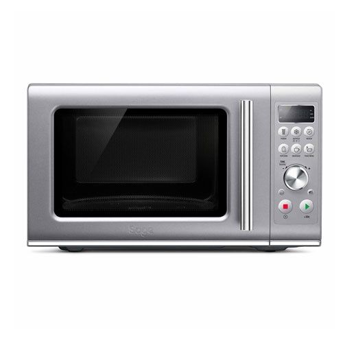 עיצוב כסוף פרימיום של מיקרוגל SAGE SMO650SIL חזית מיקרוגל SAGE SMO650SIL כסוף עם לוח בקרה דיגיטלי