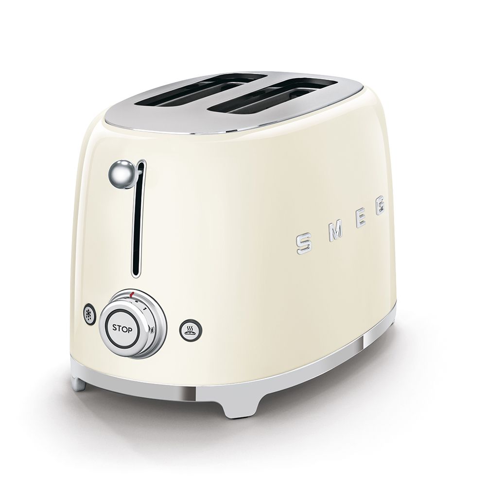מבט צד של מצנם SMEG TSF01CREU שמנת עם בורר דרגות קלייה