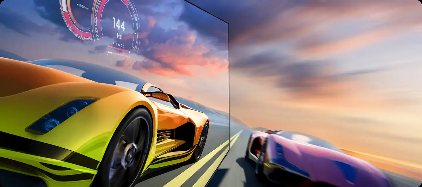 טלוויזיה Samsung UE100M90H לגיימינג – Motion Xcelerator 144Hz, ‏VRR ו־FreeSync Premium במשחק מהיר