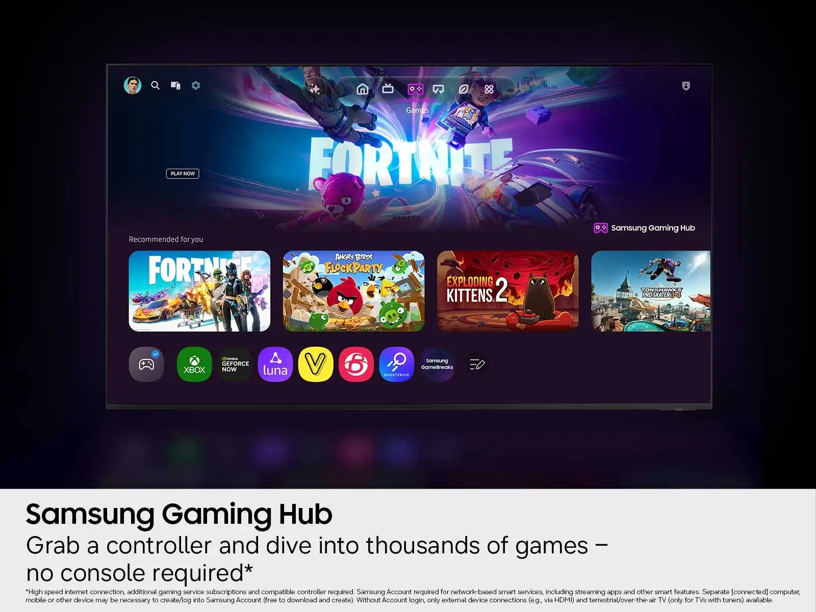 Samsung Gaming Hub בטלוויזיית Samsung UE43U8000H 43 אינץ׳