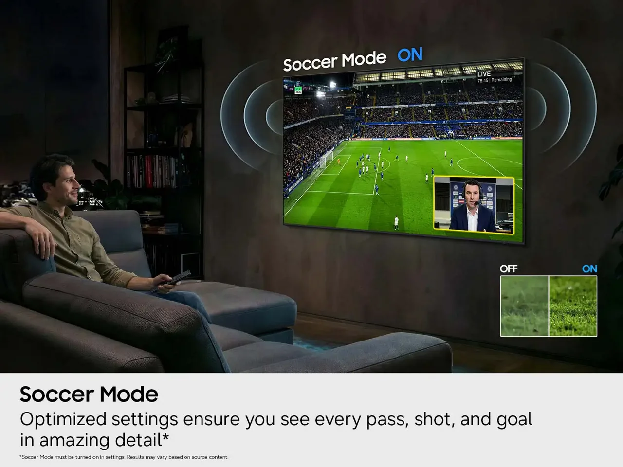 מצב AI Soccer Mode בטלוויזיית Samsung UE50M70H 50 אינץ׳ מצב AI Soccer Mode בטלוויזיית Samsung UE50M70H 50 אינץ׳