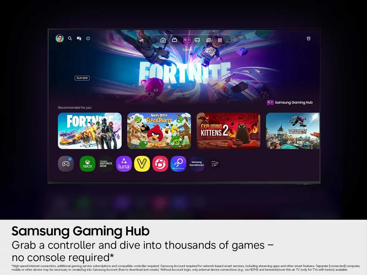 Samsung Gaming Hub בטלוויזיית Samsung UE55U8000H 55 אינץ׳