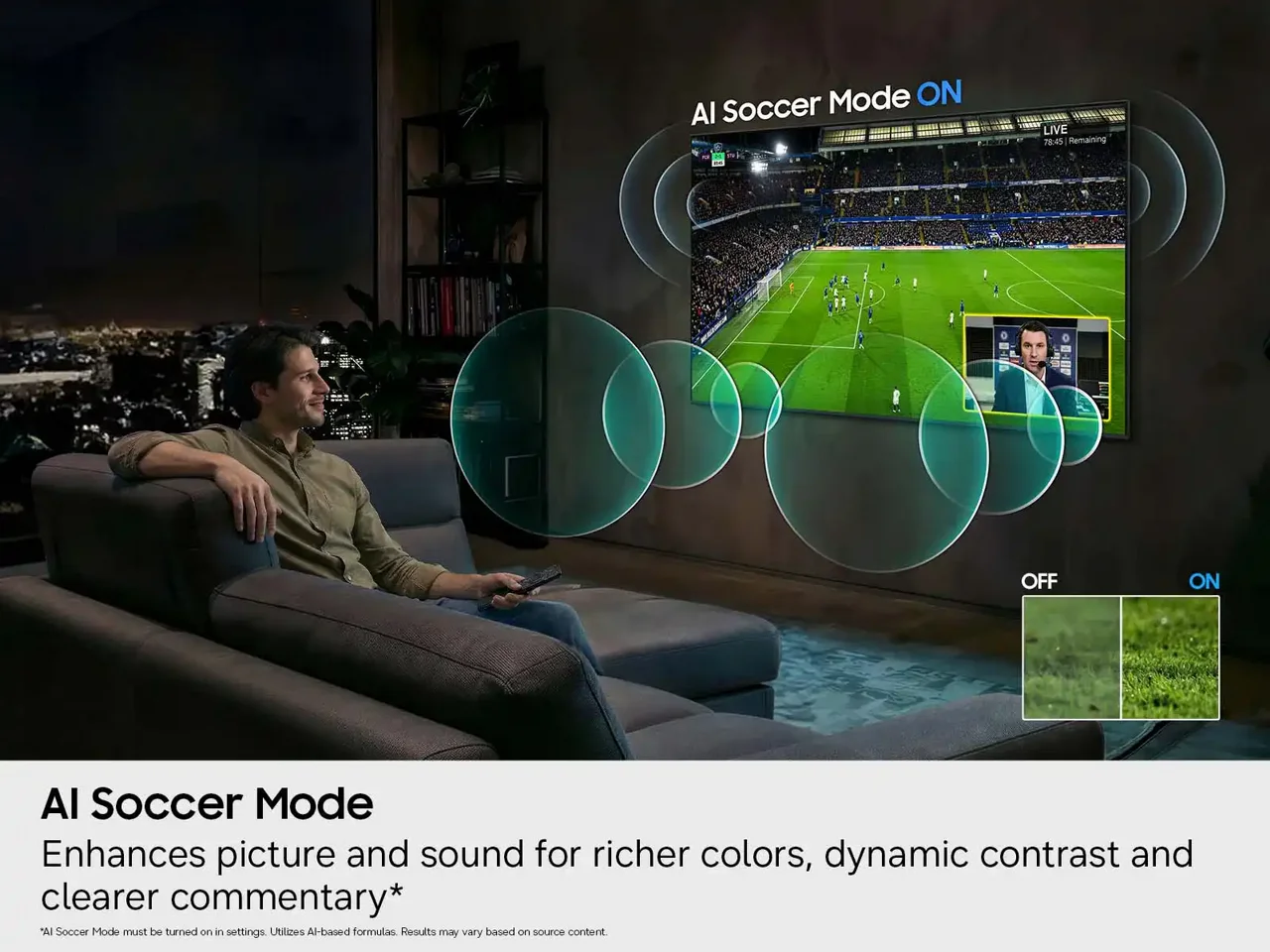 AI Soccer Mode בטלוויזיית Samsung 65 אינץ׳ דגם UE65M80H