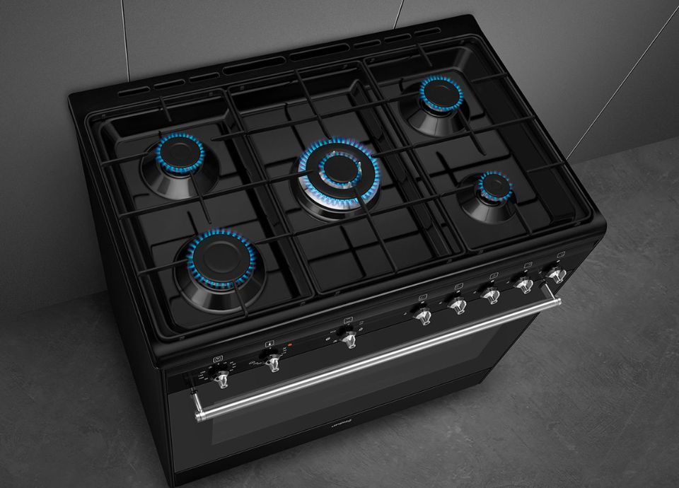 SMEG BG91 Black תנור משולב שחור 90 ס״מ תנור משולב SMEG BG91 Black ברוחב 90 ס״מ עם חמישה מבערי גז