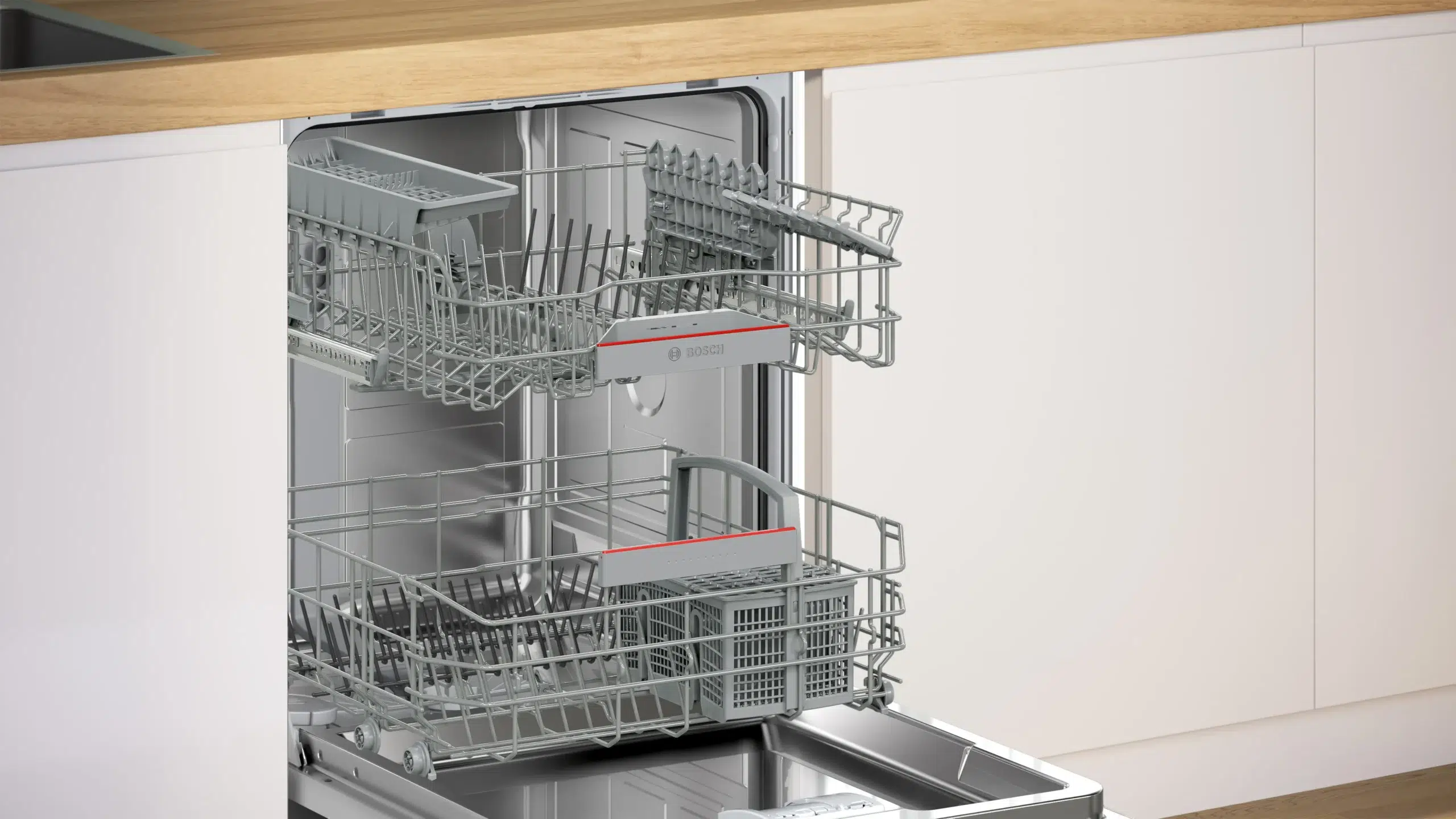 Bosch SMV4EAX28E Flex baskets ו-Rackmatic סלסלות Flex בתוך מדיח Bosch SMV4EAX28E