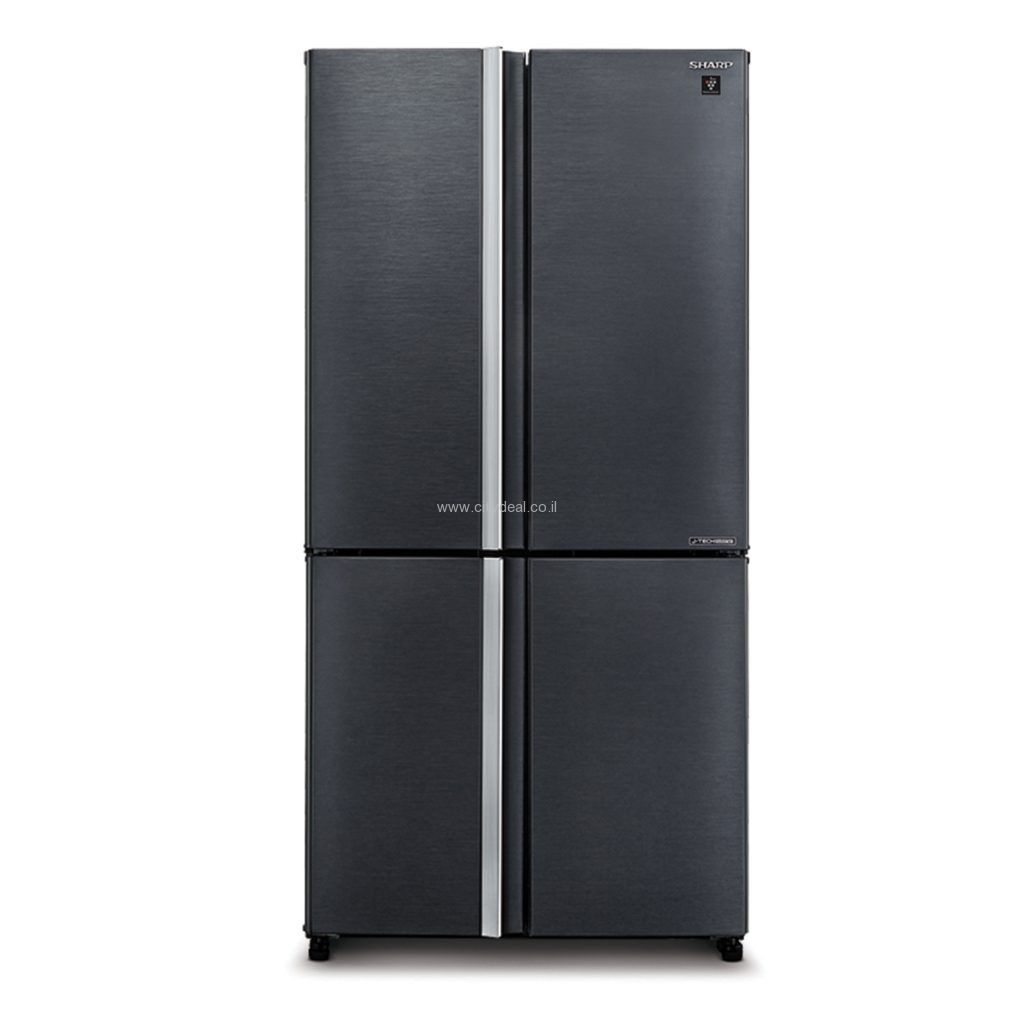 Sharp SJ-9160SL – תמונה ראשית מקרר 4 דלתות נירוסטה שחורה 607 ליטר מקרר Sharp SJ-9160SL נירוסטה שחורה 4 דלתות בנפח 607 ליטר עם מקפיא תחתון ופיקוד שבת