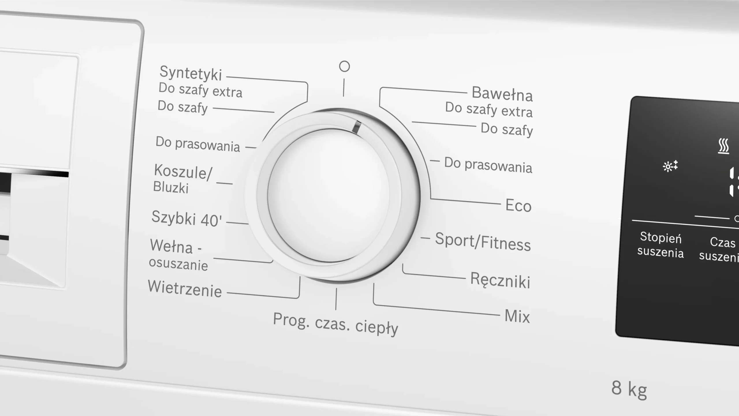 חוגת התוכניות ותצוגת LED במייבש Bosch WTH83277PL