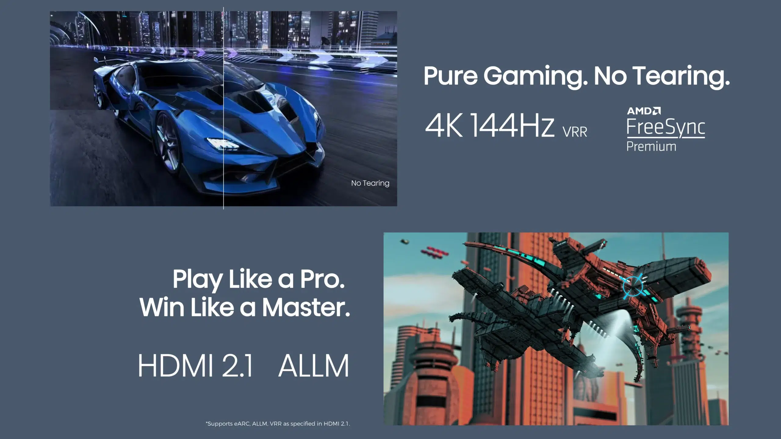 טלוויזיית HISENSE 100U7KQ Mini LED 4K - קצב רענון משתנה VRR מתקדם עם Game Mode PRO בתמונה זו רואים את טלוויזיית HISENSE 100U7KQ Mini LED 4K, המציעה טכנולוגיית קצב רענון משתנה VRR מתקדמת עם Game Mode PRO, המאפשרת לכם לחוות גיימינג חלק וברור יותר מאי פעם.