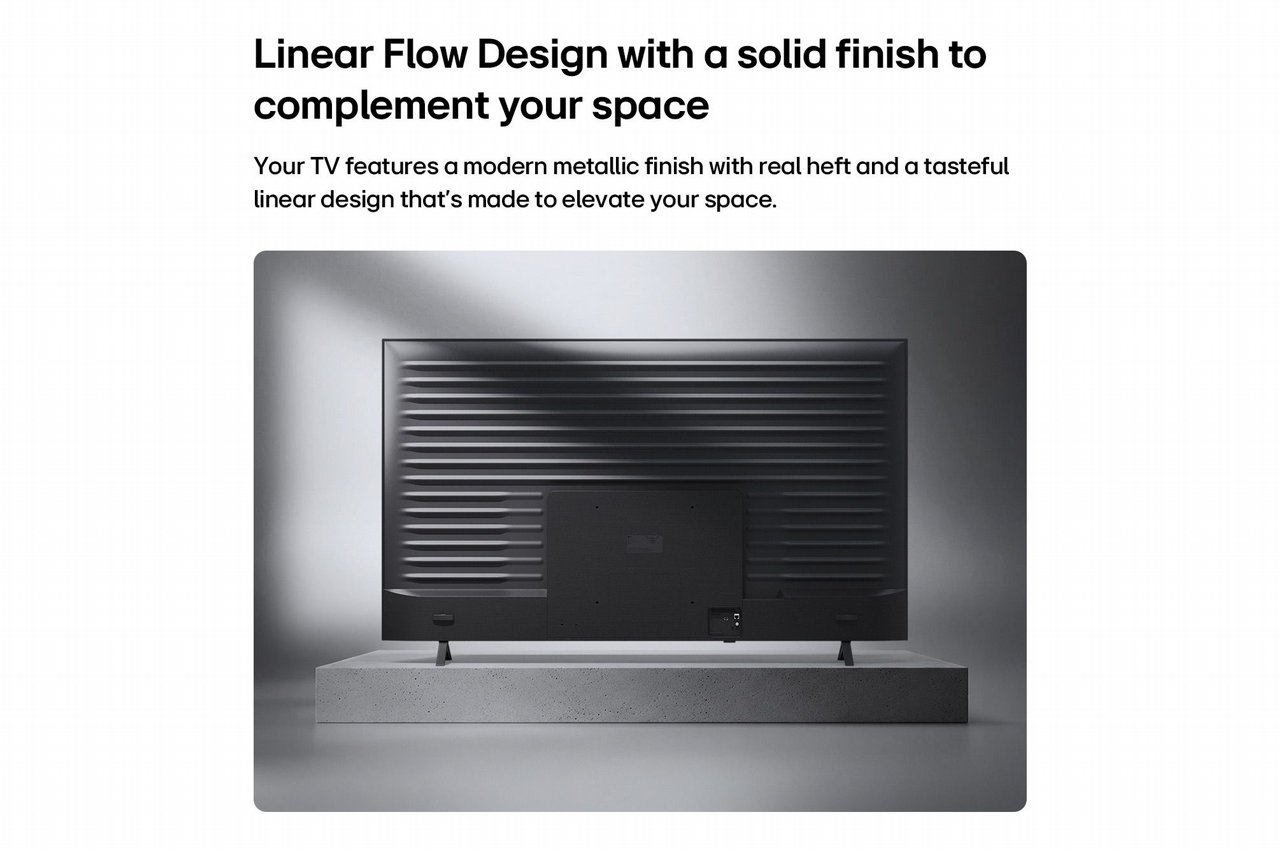 עיצוב LG QNED70 דגם 43QNED70B6T עיצוב Linear Flow Design של טלוויזיית LG QNED70 בגודל 43 אינץ'