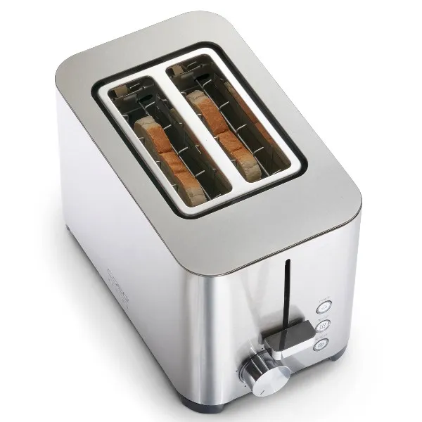 CASO Classico T2 Duo – שני חריצים רחבים ובקרת השחמה מבט על CASO Classico T2 Duo עם שני חריצי קלייה ופקדי הפעלה