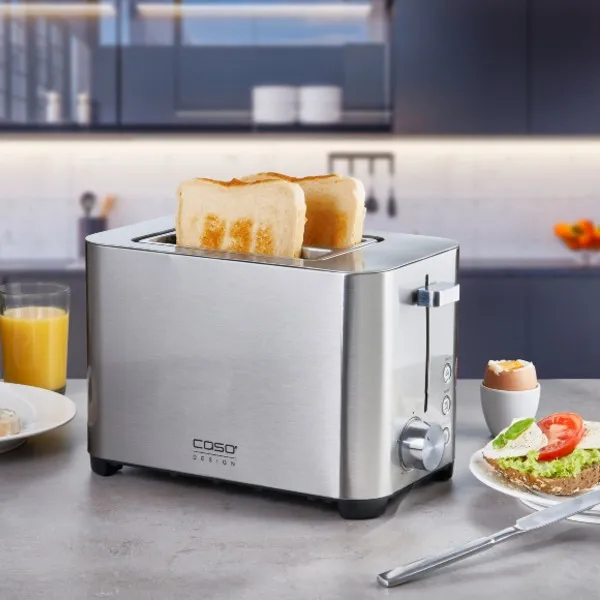 CASO Classico T2 Duo – מצנם 2 פרוסות מנירוסטה מצנם CASO Classico T2 Duo לשתי פרוסות בסביבת מטבח