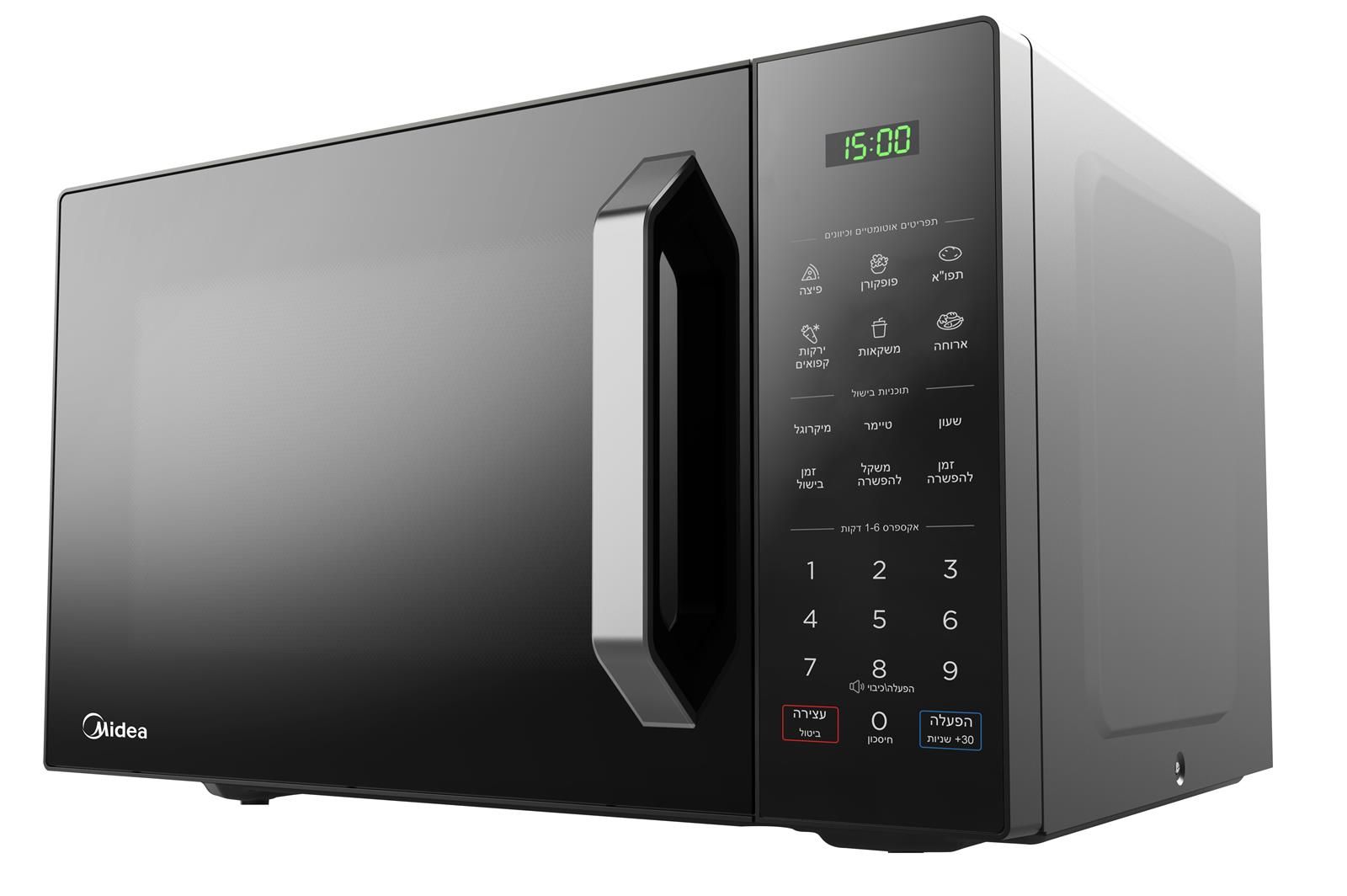 Midea EM9P032MX מיקרוגל דיגיטלי 28 ליטר מיקרוגל Midea EM9P032MX דיגיטלי 28 ליטר עם חזית זכוכית שחורה