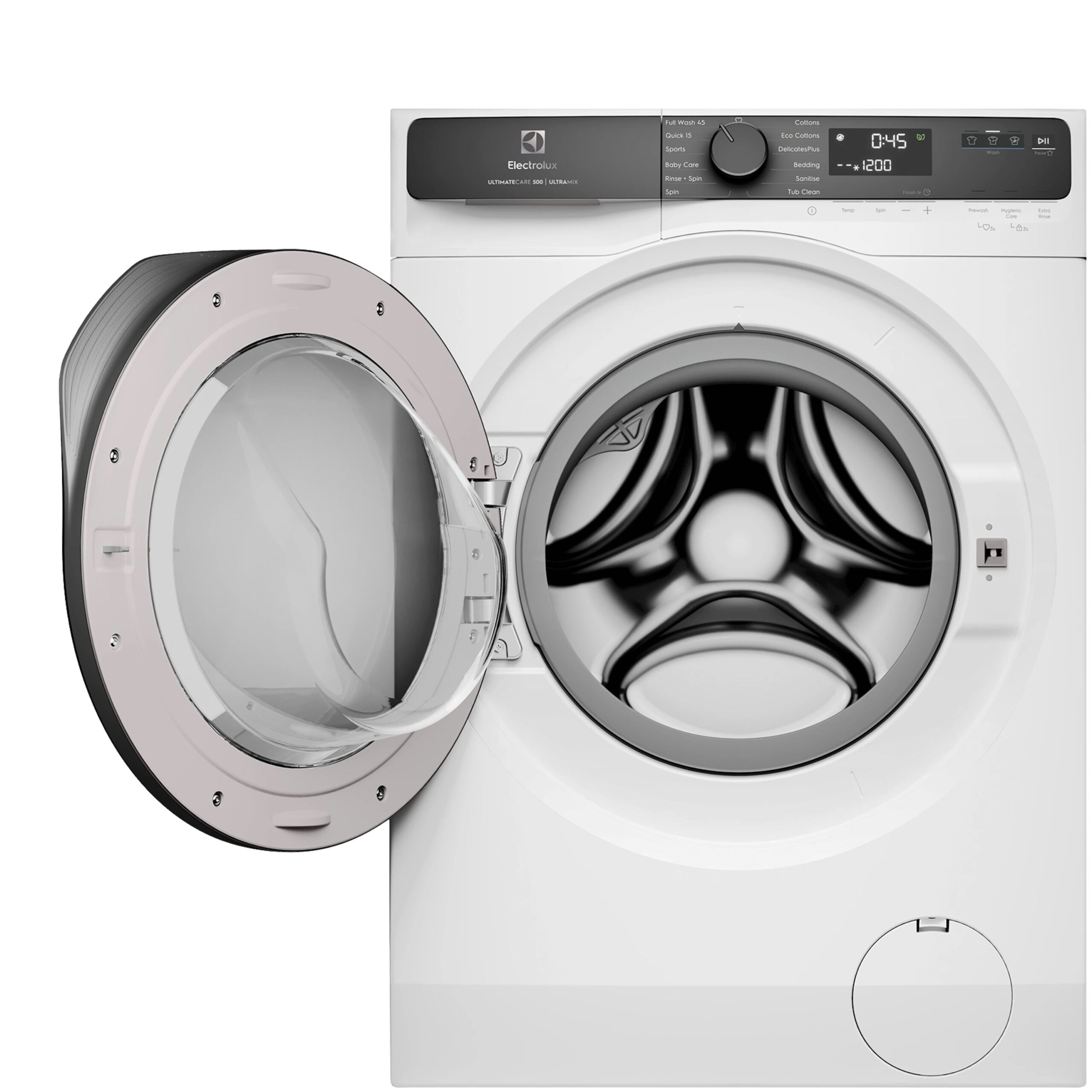 Electrolux EWF1023P5WC – נוחות ותפעול: לוח בקרה וצג LED מכונת כביסה Electrolux EWF1023P5WC – לוח בקרה, צג LED ובורר תוכניות