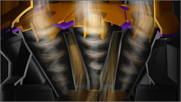 מערכת Root Cyclone עם 11 ציקלונים ב-Dyson V12
