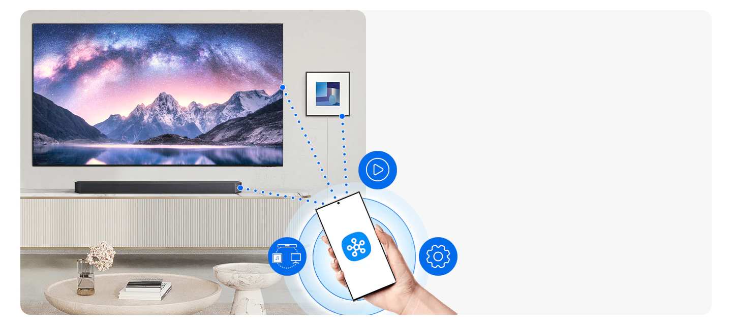 Samsung HW-Q930H תמיכה באפליקציית SmartThings שליטה במקרן קול Samsung HW-Q930H באמצעות אפליקציית SmartThings