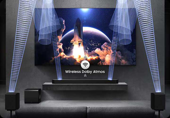 Samsung HW-Q990H Wireless Dolby Atmos Wireless Dolby Atmos במקרן קול Samsung HW-Q990H עם שמע תלת ממדי