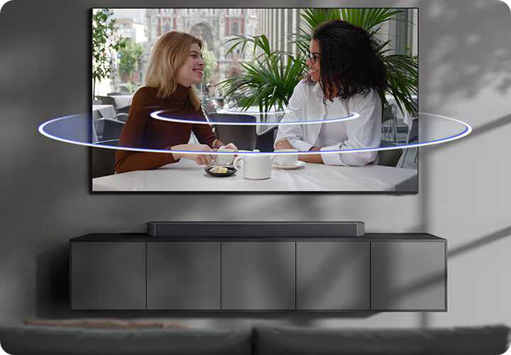 Samsung HW-Q990H Sound Elevation Sound Elevation במקרן קול Samsung HW-Q990H להעלאת הדיאלוג לכיוון המסך