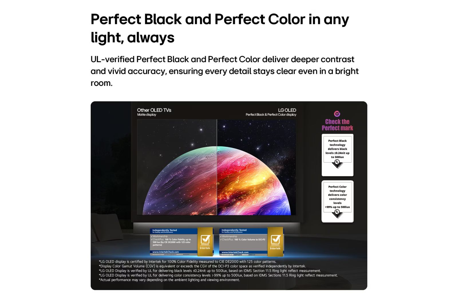 Perfect Black ו-Perfect Color בטלוויזיית LG OLED77B66LA
