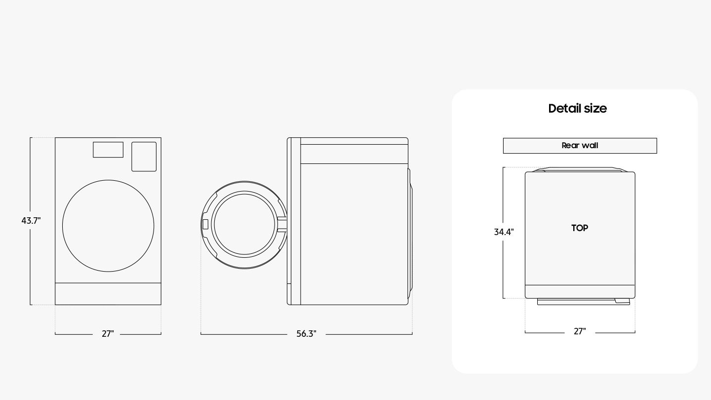 תרשים מידות Samsung WD18DB8995BZ Samsung WD18DB8995BZ תרשים מידות