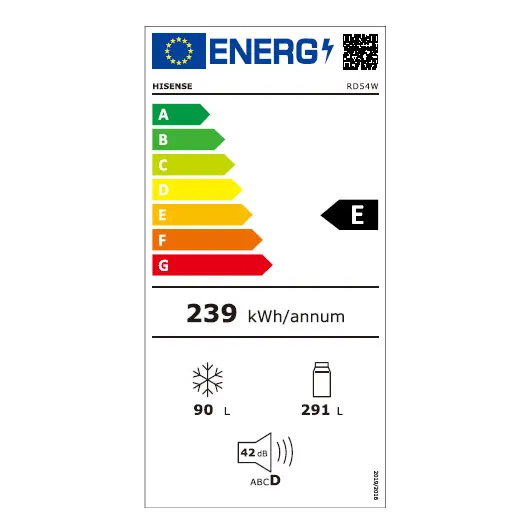 מקרר לבן Hisense RD54W שתי דלתות עם מקפיא עליון