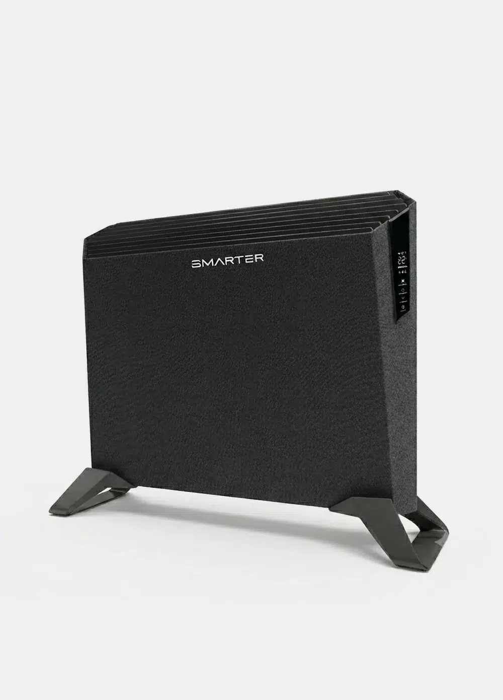 SMARTER XT2000 – מבט בזווית על התנור השחור ובסיסי ההצבה