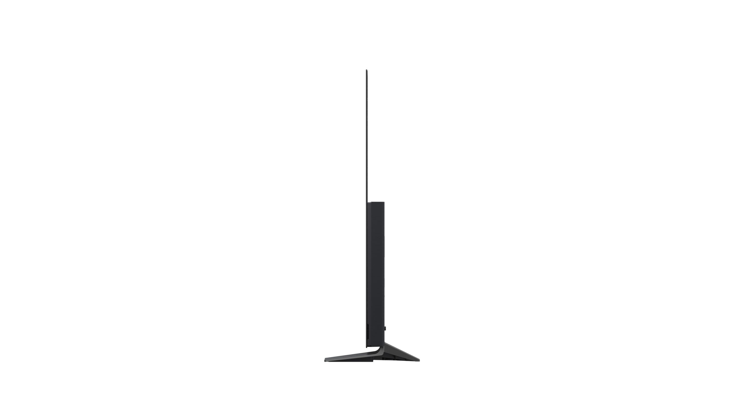 מבט צד על LG OLED55CS6VA המציג פאנל דק, גוף תחתון ומעמד